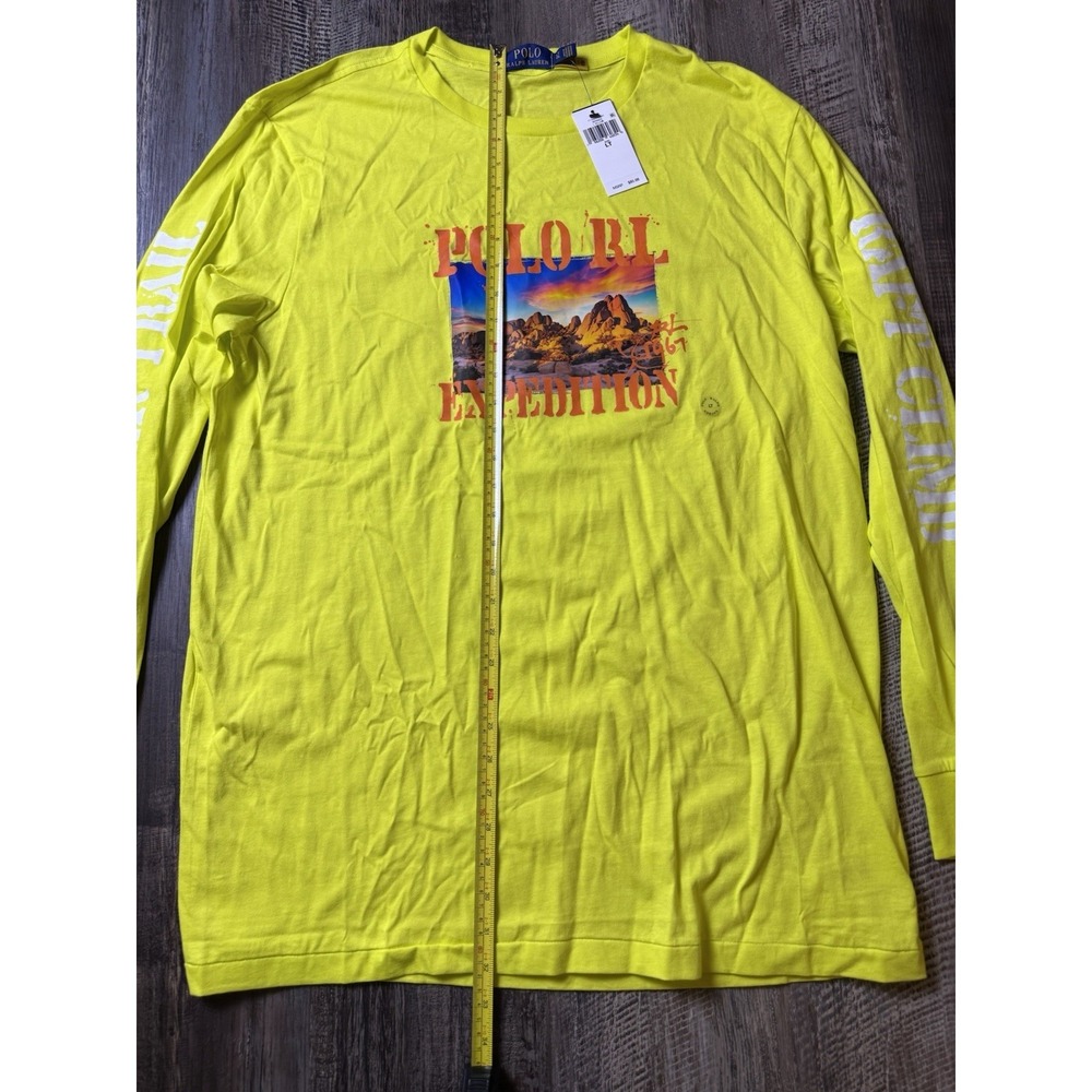 Polo Ralph Lauren Shirt Mens LT Yellow RL 67 Expedition Trail RIver Raft Climb - Picture 2 of 8